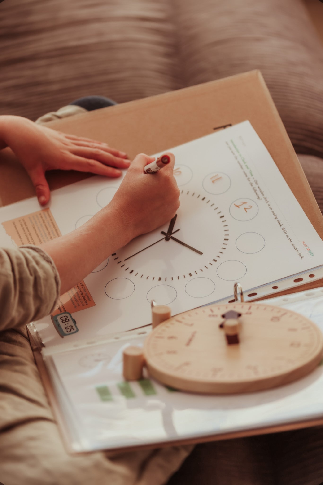 Wooden Clock with Activity Sheets
