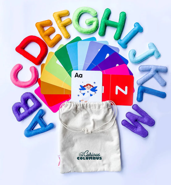 Curious Columbus Montessori Felt Letters and ABC Flash Cards - Lowercase  Large Alphabet Letters for Toddlers and Educational Flashcards for  Preschool.