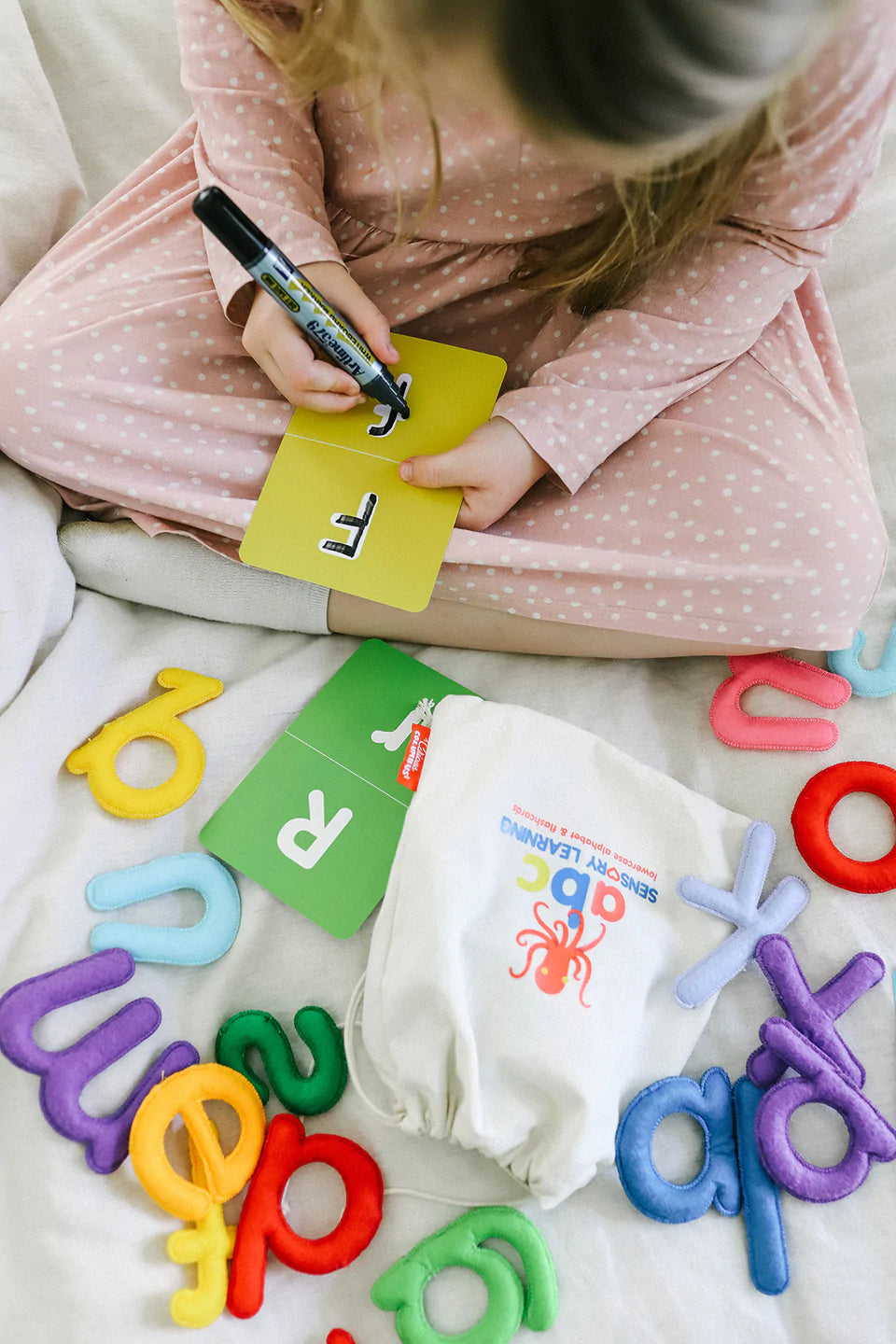 abc lowercase felt alphabet & flashcards