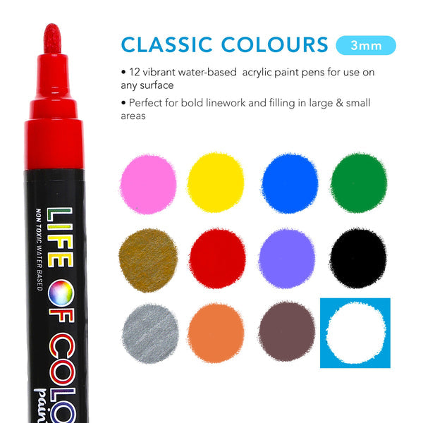 Classic Colour Paint Pens - Medium Tip